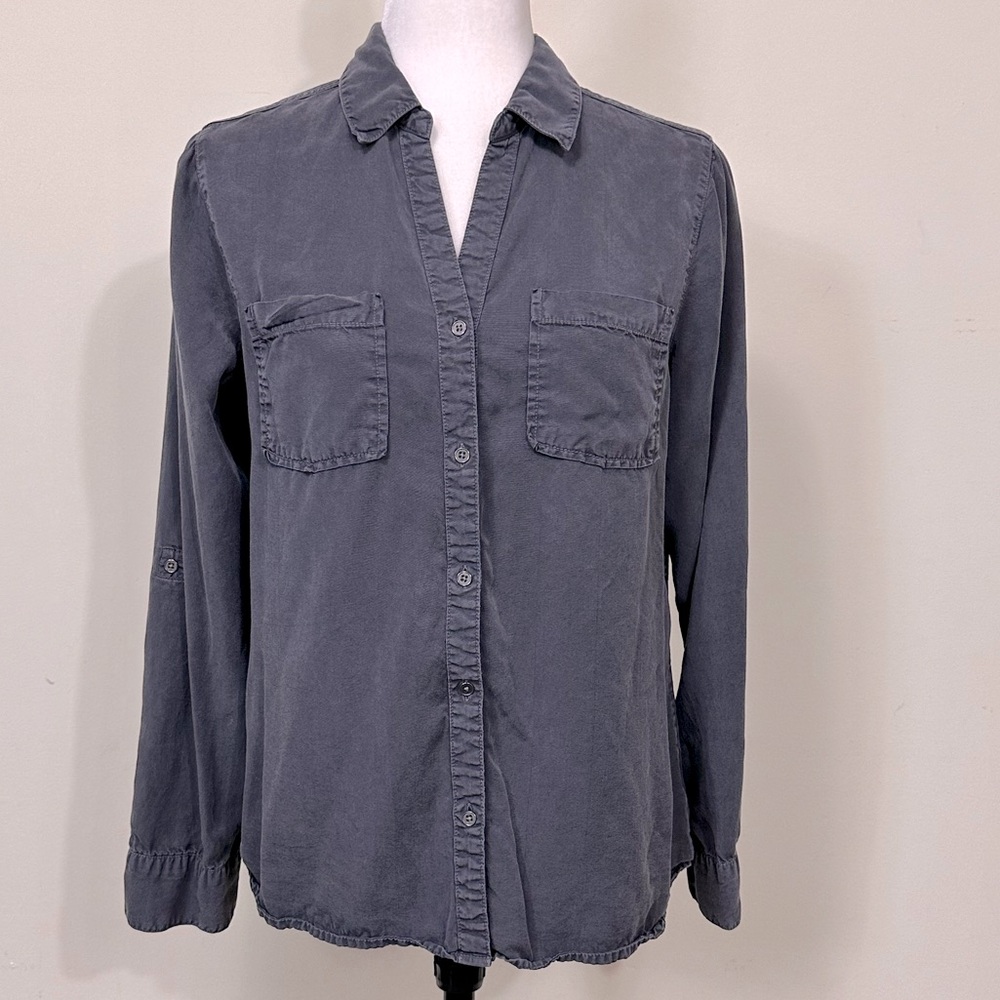 EUC Tinsel 100% Lyocell Long Sleeve w Roll Up Straps Metal Buttons Up Shirt M/L - Picture 16 of 16